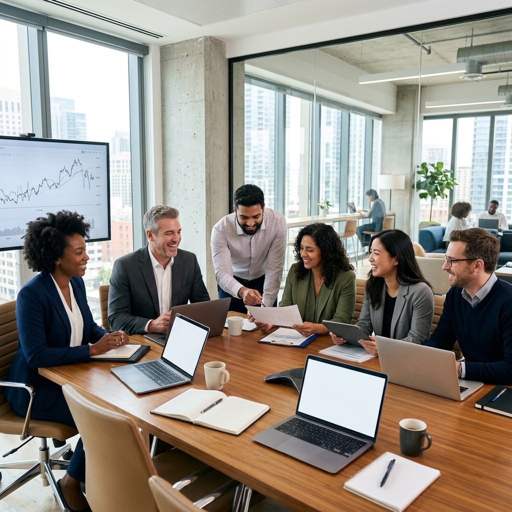 Equipe de suporte especializada colaborando